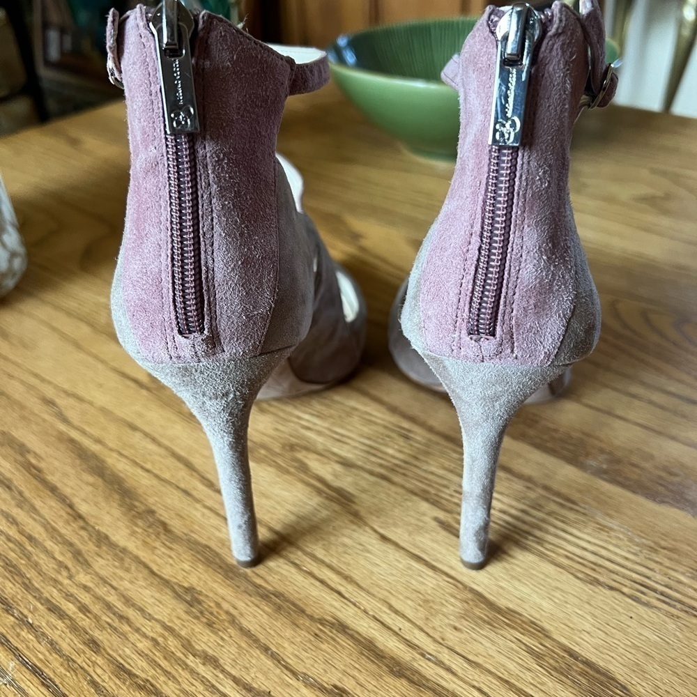 Jessica Simpson Shoes Women’s 10 Heel Pointy Toe Straps Mauve Tan - Picture 8 of 11